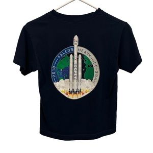 Kids SpaceX Falcon Heavy 2018 Inaugural Launch Shirt Blue Spellout small 184